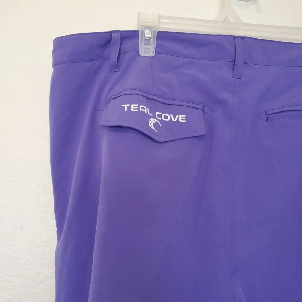 Teal Cove Mens Purple Board Shorts Swim Trunks Sz 42 Stretch Quick Dry RN124917